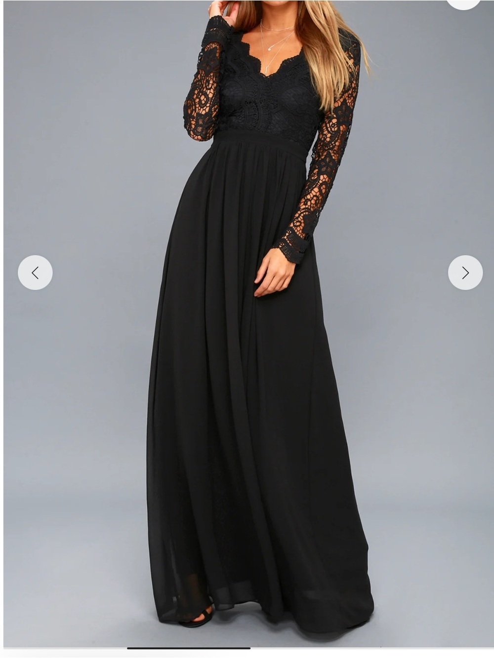 Lulu's Awaken My Love Black Long Sleeve Lace Maxi Dress
